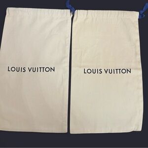 Louis Vuitton Cream Dust Bags with Blue Accents